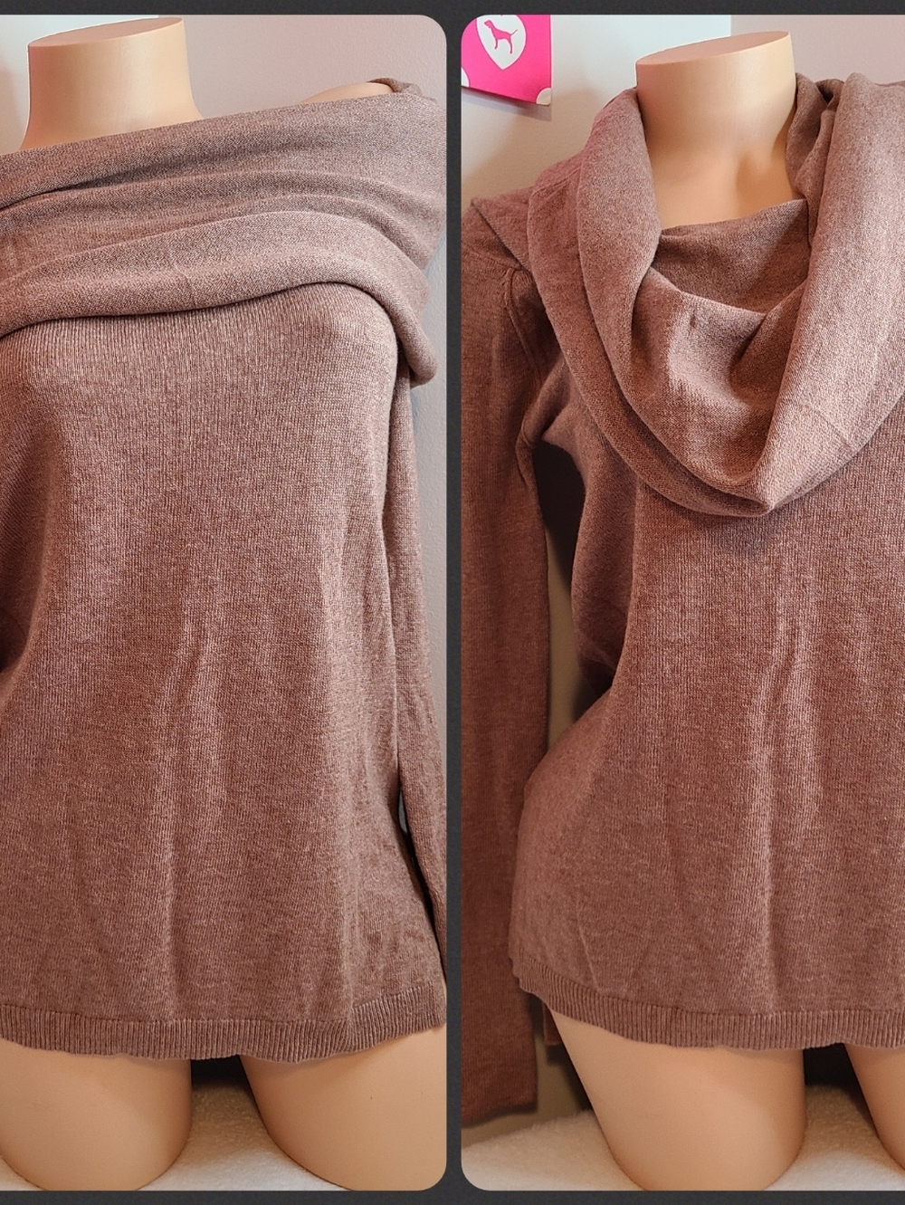 Shrinking Violet Cozy Knit 2-way Cowl Neck Or Off Shoulder Sweater Size Sm